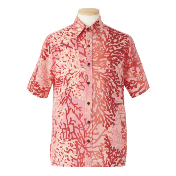 ハワイアンアロハシャツ珊瑚柄