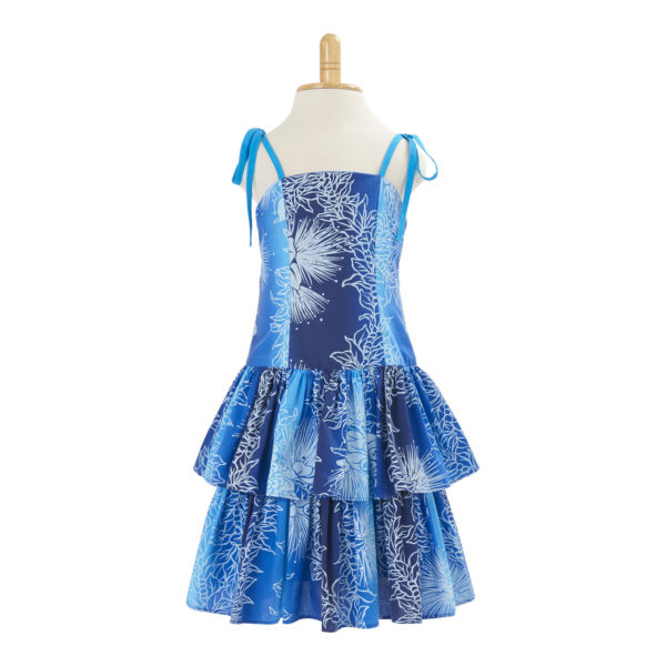 KIDS10B子供服ハワイアン ドレス・ショートドレス/ブルー