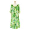 【フラダンス用衣装 美品 日本製】グリーン＆葉っぱ柄 半袖 ムームードレス 緑 ムームー ハワイ（ワンピース｜レディースファッション）の通販